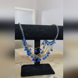 Funky Boho Blue and Gold Women's Double Bracelet